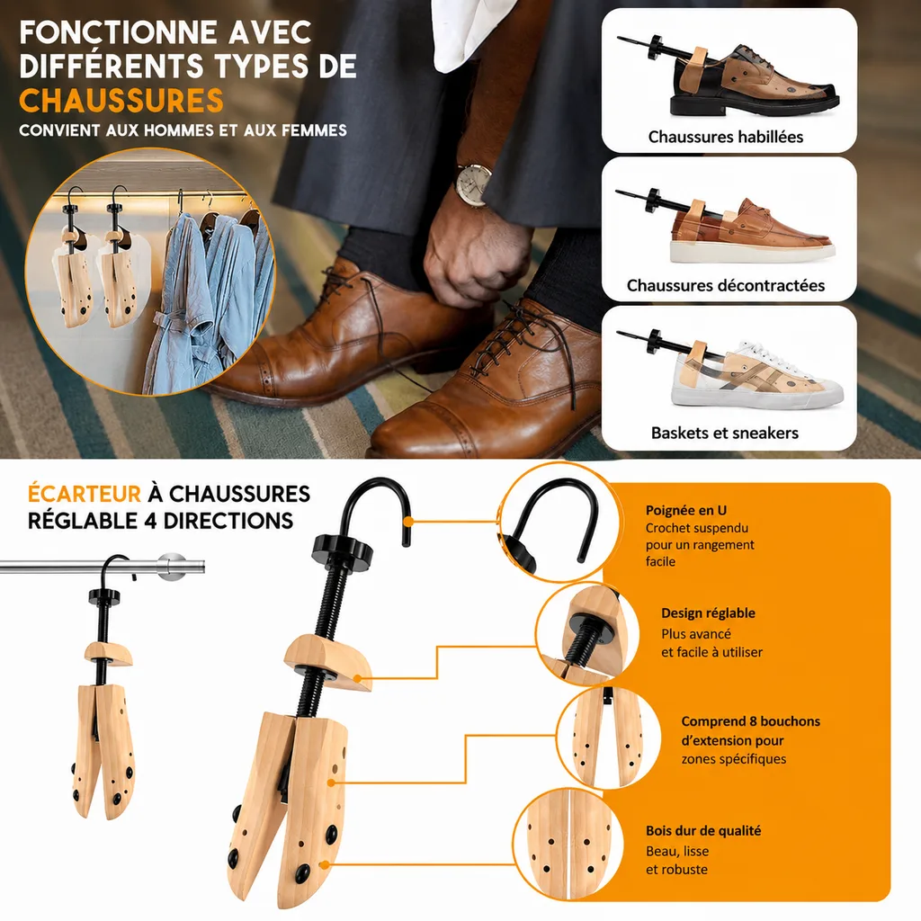 Élargisseur de Chaussures en Bois — visuel du produit